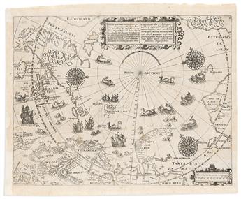 (ARCTIC.) Theodor de Bry; after Willem Barentsz. Deliniatio Cartae Trium Navigationum per Batavos ad Septentrionalem Plagem Norvegia             